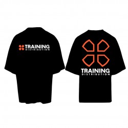 T-Shirt oversize unisexe noir TRAINING DISTRIBUTION orange et blanc | TRAINING DISTRIBUTION