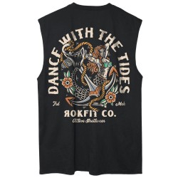 Men's black sport Sleeveless tee DANCE WITH THE TIDES | ROKFIT