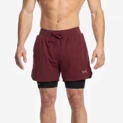 Short doublé legging COMPRESSION 2 en 1 rouge | PICSIL