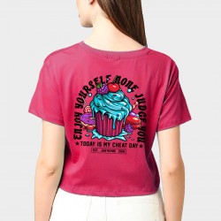 T-shirt femme Crop Rose CUPCAKE | JUSTHANG