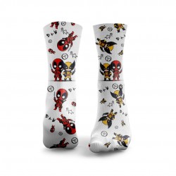 Chaussettes blanches DEADPOOL and WOLVERINE | HEXXEE SOCKS