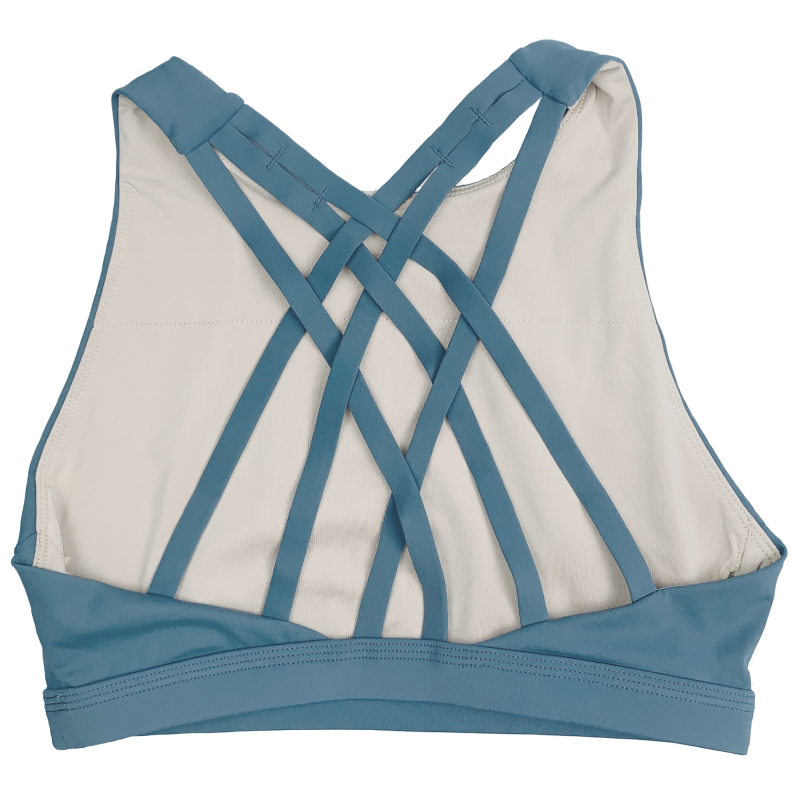 Women's workout bra SAVAGE BARBELL 6 STRAPS HIGH CHEST BLUE STEEL model