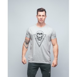 T-shirt unisexe gris SKULL| VERY BAD WOD x WILL LENNART TATOO